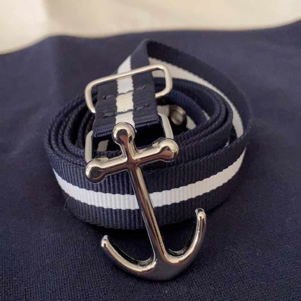 Nautical Silver Anchor Ribbon Belt